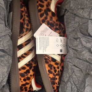 Adidas Samba OG Leopard Print Sneakers with Red Accents NEW